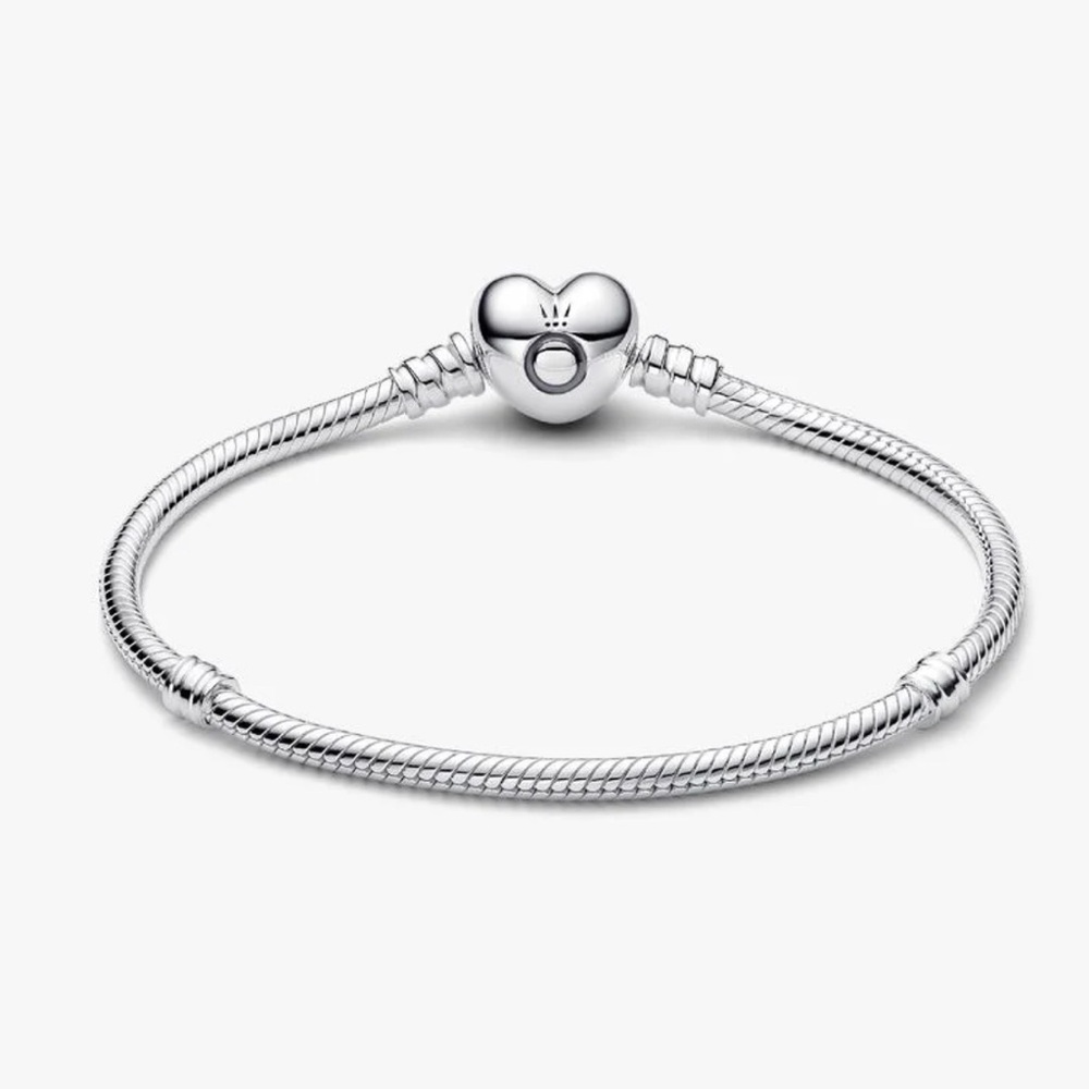 Pandora Heart Clasp Snake Chain Bracelet Sterling Silver .925 Pre Owned 7”